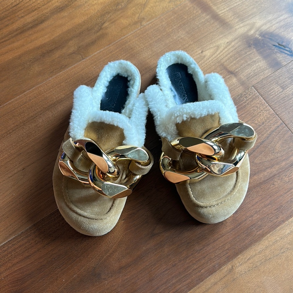 JW Anderson Suede Chain Link Loafer Clogs / Leather Mules 38